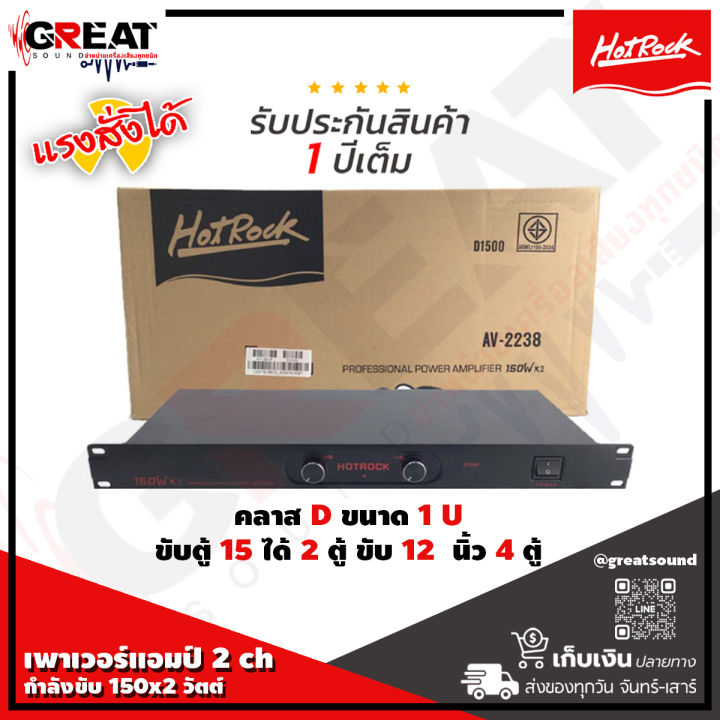 hotrock-d-1500-เพาเวอร์แอมป์-2-ch-กำลังขับ-150x2-วัตต์-คลาส-d-ขนาด-1-u-ขับตู้-15-ได้-2-ตู้-หรือ-12-นิ้ว-4-ตู้-แรงสั่งได้-รับประกันสินค้า-1-ปีเต็ม