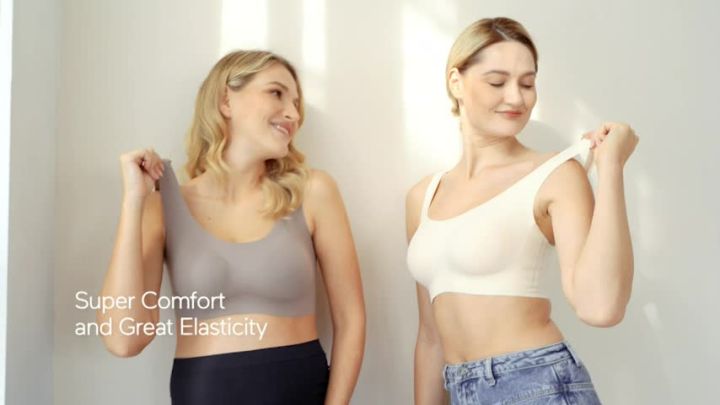 LZD Momcozy Womens Seamless Bra Wireless Supportive Bra Everyday Smooth  Sleep Bralette,แผ่นถอดได้สีน้ำตาล