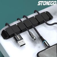 STONEGO ที่ม้วนสายเคเบิลที่เก็บสายสายยูเอสบีแบบซิลิโคน,ที่วางสายโพรปทดสอบคลิปสองปลายจัดการเดสก์ท็อปที่เป็นระเบียบสำหรับหูฟังเมาส์