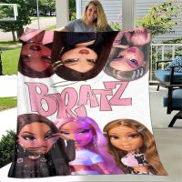 Bratz ผ้าห่มผ้าห่มอุ่นพิมพ์ลายการ์ตูนสำหรับเด็กผ้าห่มนุ่มสบายใช้ในบ้านผ้าห่มสำหรับเดินทางของขวัญวันเกิด