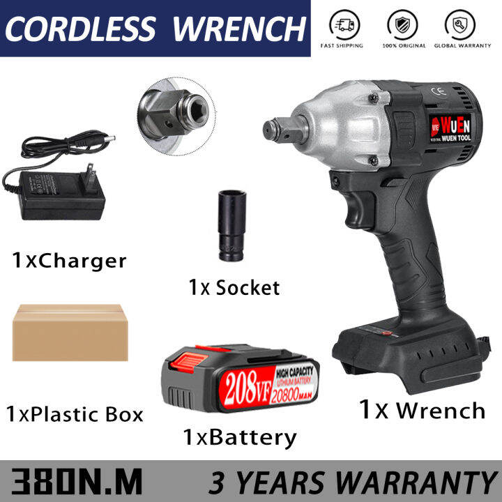 Cordless impact wrench 380NM Torque Rechargeable 21V Multifunction 1/2