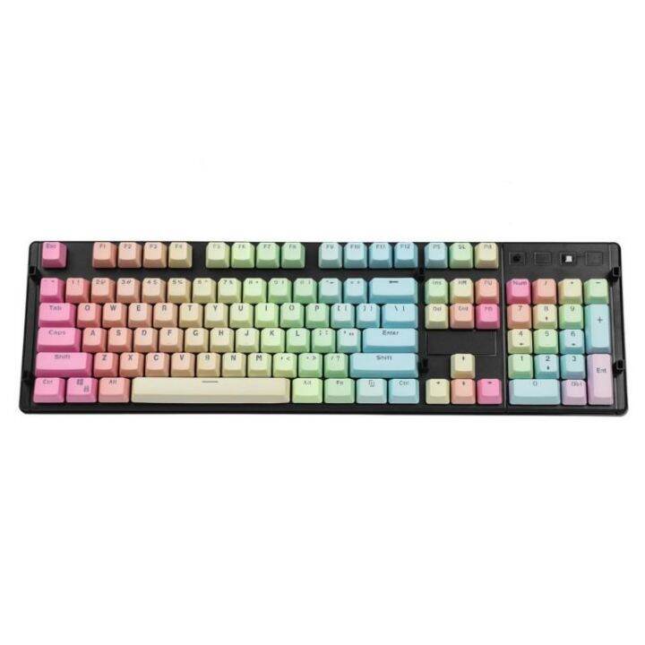 oem-ปุ่มกดคีย์บอร์ด-104-คีย์-oem-profile-mx-switches-keycaps-sunset-blue-gradient-keys-laser-cut-top-side-print-blank-pbt-keycaps-of-ansi-for-mechanical-keyboard-104-key