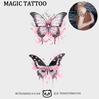 SAI MAGIC TATTOO ยาว2สัปดาห์18ซม. × 11ซม. กันน้ำสติ๊กเกอร์รอยสักรอยสักปลอมชั่วคราวยาวนานผีเสื้อกุหลาบดอกไม้ต้นขาข้อมือเฮนนาสมุนไพรสัก003