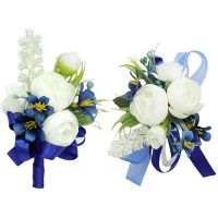 2Pcs Faux Wrist Corsage Set for Bride and Groom Bridesmaid, Corsage Set,Wedding Flower Accessories Prom Party Decoration