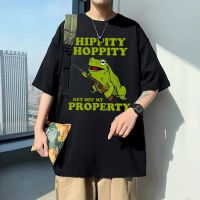 Hippity Hoppity Get Off My Property Graphic Tshirt Funny Frog Print T-Shirts Men Casual Tees Man Oversized Cotton T Shirt