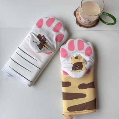 HERA ถุงมือกันความร้อน อุ้งเท้าแมว ถุงมือไมโครเวฟ ถุงมือกันร้อน ถุงมือเตาอบ เครื่องครัว อุปกรณ์ทำขนม Cat Paw Heat Resistant Gloves Microwave Gloves Oven Gloves