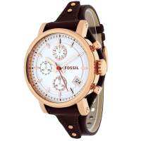 Fossil Original Boyfriend นาฬิกาหนังสีน้ำตาล,นาฬิกาของผู้หญิงแจม Tangan Wanita ES3616สำหรับผู้หญิง