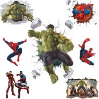 Avengers Hulk Iron Man Wall Stickers For Kids Living Room Spider-man Boys Bedroom Home Background Decoration Self-adhesive Mural