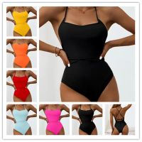 2022 New Swimsuit Womens Multicolor y Backless Solid Bikini Beach Suit