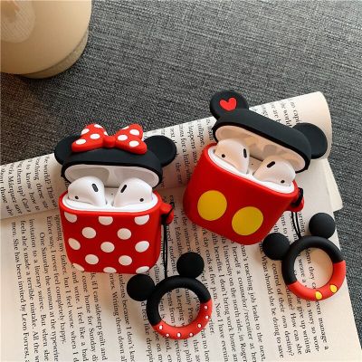 Cute Minnie Polka Dots Bow Silicone Case For Apple AirPods 2 3 Pro Earphone Charging Headphones Case Airpods Protect Cover Wireless Earbud Cases