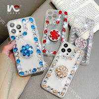 3D Rhinestone สำหรับ iPhone 14ProMax 14Max 13ProMax 13 12 ProMax 12 11 X Max 8P คริสตัลเพชรกรณีพร้อมขาตั้ง