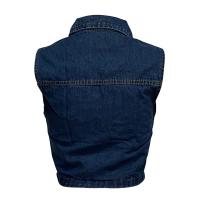 2021 New Washed Denim Jacket (Top Only) Slim Blue Vest Waistcoat Top Womens Trend