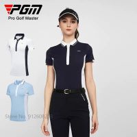 PGM Female Summer Breathable Golf Polo T-shirts Women Short-sleeved Slim Shirts Patchwork Casual Sports Tops Clothing S-XL