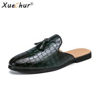 แฟชั่นผู้ชายครึ่ง Loafers Pu หนังรองเท้าแตะทอสไลด์ Loafer Breathable Mules กลางแจ้งรองเท้าลำลองน้ำหนักเบา