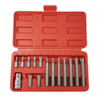 15PC 12" Metric Torque Torx Star Drive Socket Bit Set CR-V Torx Bit Set Hand Tool Set T20-T55