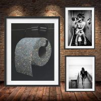 Nordic Modern Wall Art Toilet Sexy Woman Canvas Paintings Girl Drinking Ornaments Poster And Prints Wall Picture Home Decoration