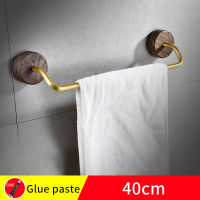 Bathroom walnut towel rod solid wall mounted 50cm wood towel rack screw free installation golden waterproof towel bar holder