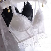 Japanese Style White Black Embroidered Girdle Student Girl Cute Flying Edge Push up y Underwear Set