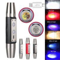 Black Red FourSix lights Identification 365 395 UV flashlight waterproof rechargeable white Yellow LED Jade usb