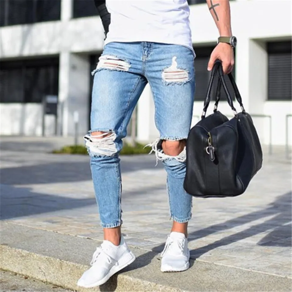 Jeans with clearance pleated knee