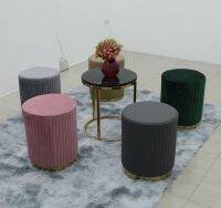 Raminthra Furniture สตูลฐานสีทอง 1 ที่นั่ง (มีสีให้เลือก) (ผ้ากำมะหยี่) รุ่น พาเน่ Satun