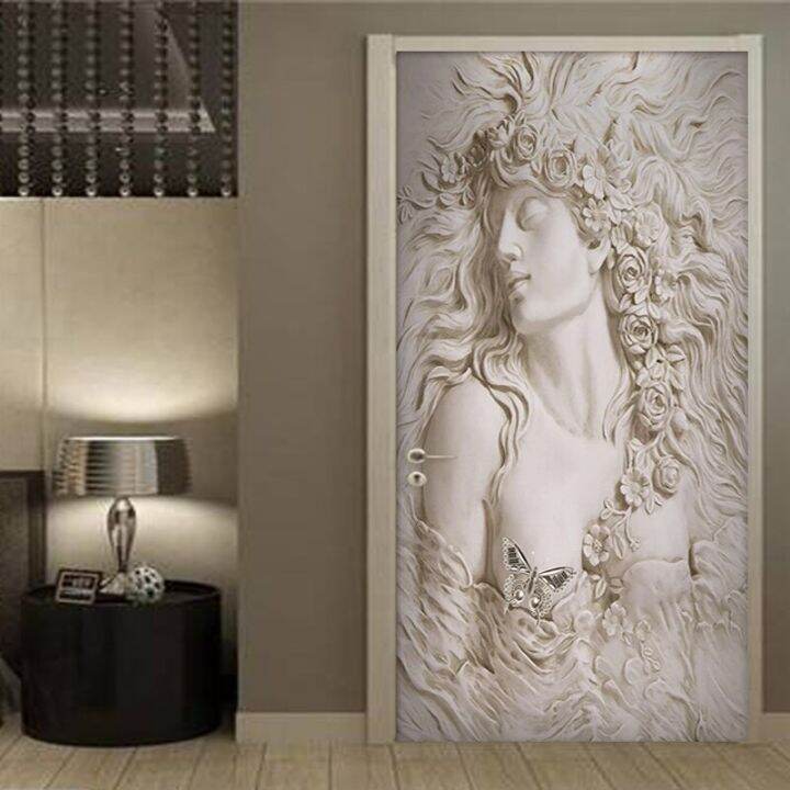 PVC SelfAdhesive Waterproof Door Sticker 3D Relief Figure Mural