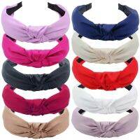 [HOT W] 1/2 Pcs Solid Knot Hairbands สำหรับหญิงสาว Headbands กว้าง Lady 39; S Headwear อุปกรณ์เสริมผมสีชมพูสีดำสีแดง