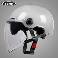 YEMA 350Mustang 3C Certification National Standard Summer Electric Vehicle Helmet Womens Double Lens Sun Protection Battery Safety Helmet Mens Motorcycle Half Helmet