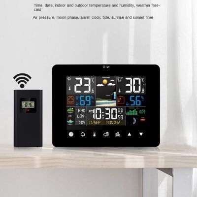Alarm Clock Digital Time Sunrise/Sunset Electronic Thermometer Weather Forecast Wireless Sensor Wall Table Home