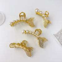 2022 New Korea Mermaid Pearl Hair Clip Metal Catch Clip Opal Temperament Shark Clip Exquisite Ladies Hair Accessories Headdress