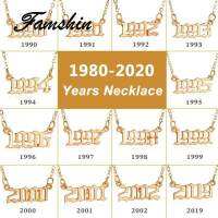 FAMSHIN สร้อยคอจี้ตัวเลขผู้หญิงอินเทรนด์ 1980 2022 สร้อยคอ Y ใหม่ของขวัญวันเกิดเครื่องประดับ