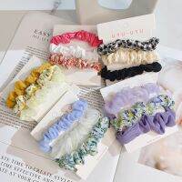 TEEQDFA 3pcs แฟชั่นสำหรับผู้หญิง ผ้าชีฟองเส้นด้าย scrunchies อีลาสติก ที่มัดผม เชือกมัดผม ฤดูร้อนฤดูร้อนฤดูร้อน หางม้าหางม้า ยางรัดผม สำหรับผู้หญิง