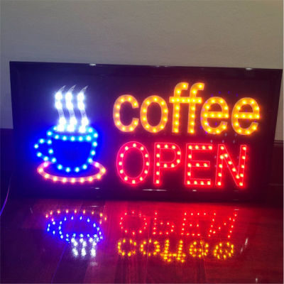 ป้ายไฟ LED coffee OPEN ป้ายไฟร้าน ข้อความ ป้ายไฟอักษร ตัวอักษร ตกแต่งหน้าร้าน