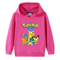 Pikachu เสื้อผ้าเด็กฤดูใบไม้ผลิและฤดูใบไม้ร่วง Hoody เด็กวัยหัดเดินผ้าฝ้ายการ์ตูนแขนยาว Lesure Hoodie สำหรับวัยรุ่น Boy Girl