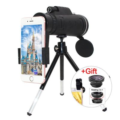 Lens for Phone 40X60 Zoom Smartphone Lens Monocular Telescope Scope Camera Camping Hiking Fishing with Compass Phone Tripod