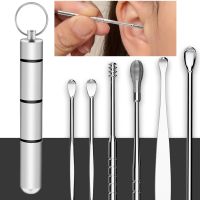 6/7pcs Ear Cleaning Stick Set Stainless Steel Earpick Reusable Ear Cleaner Curette Ear Pick Spoon Portable Earwax Removal Tool