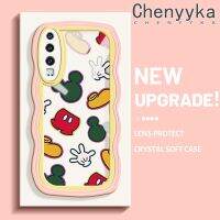 เคส Chenyyka สำหรับ Huawei P30 P30 Pro P30 Lite การ์ตูนที่สร้างสรรค์ลายมิกกี้น่ารักขอบเป็นคลื่นเคสโทรศัพท์โปร่งใสซิลิโคนกันกระแทกเคสป้องกันเลนส์กล้องปลอกอ่อนใส