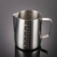 GL เหยือกตีฟองนม ถ้วยตวงนม แก้วพิชเชอร์ เหยือกตีฟองนม แบบสแตนเลส 304 สำหรับชงกาแฟ สีเงิน 350ml/550ml/900ml milk pitcher stainless steel Latte Art ถ้วยกาแฟ