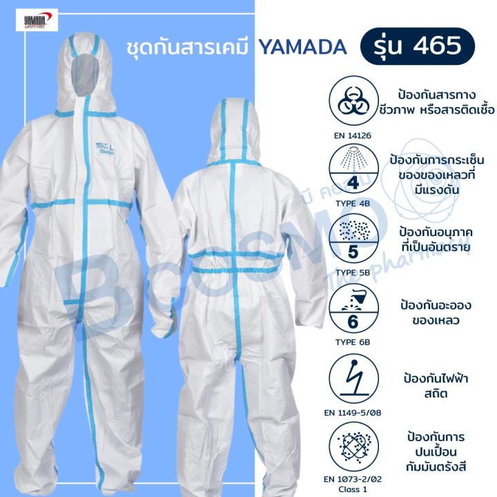 ชุดกันสารเคมี-yamada-รุ่น-465-ชุดป้องกันสารคัดหลั่ง-แบบใช้แล้วทิ้ง-dmedical