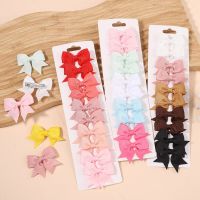 10Pcs/Set 1.9 Solid Color Ribbon Kids Bows Hair Clips for Baby Girls Handmade Bowknot Hairpin MiNi Barrettes Hair Accessories