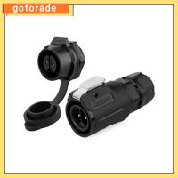 GOTORADE สีดำสีดำ ขั้วต่อกันน้ำ วงจร IP67 2พิน ขั้วต่อเชื่อม สายรัดสายไฟ พลาสติก M16 แผงวงกลม ไฟแอลอีดี