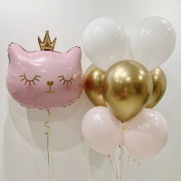 10Pcs Large Crown Cat Foil Balloon Pink Gold Metalic Gold Latex Ballon Wedding Valentines Day Decoration Birthday Party Supplies