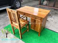 TEAK THAILAND	โต๊ะบัญชีพร้อมเก้าอี้ไม้สัก  ขนาด กว้าง 100 ลึก 57 สูง 76 ซม. เก้าอี้ ขนาด กว้าง 38 ลึก 43 สูง 94 ซม.