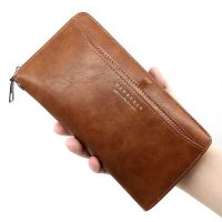 New Mens Long Wallet Vintage Draw Card Zipper Fashion Casual Wallet Handbag Large Capacity Multi slot Mobile Bag Wallet