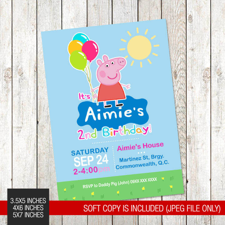 10pcs Peppa Pig Themed Birthday Invitation Card B149 | Lazada PH