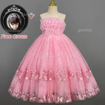 Girls Long Lace Dress Chiffon Gown Floor Length Dress Wedding Bridesmaid  Flower | eBay