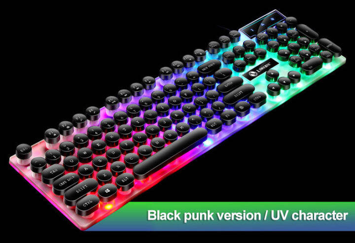 wired-punk-mechanical-felling-keyboard-104-keys-floating-button-black-white-usb-retro-gaming-keyboards-backlit-for-pc-laptop