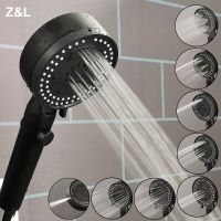 8 Modes Adjustable Black Shower Head High Pressure Sprayer with Stop Button Spa Showerheads Bathroom Accessories Showerheads