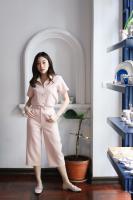 prettythingonme Stella Top - สี Peach เสื้อปกเชิ้ตแต่งกระดุมสีทอง (pre order)