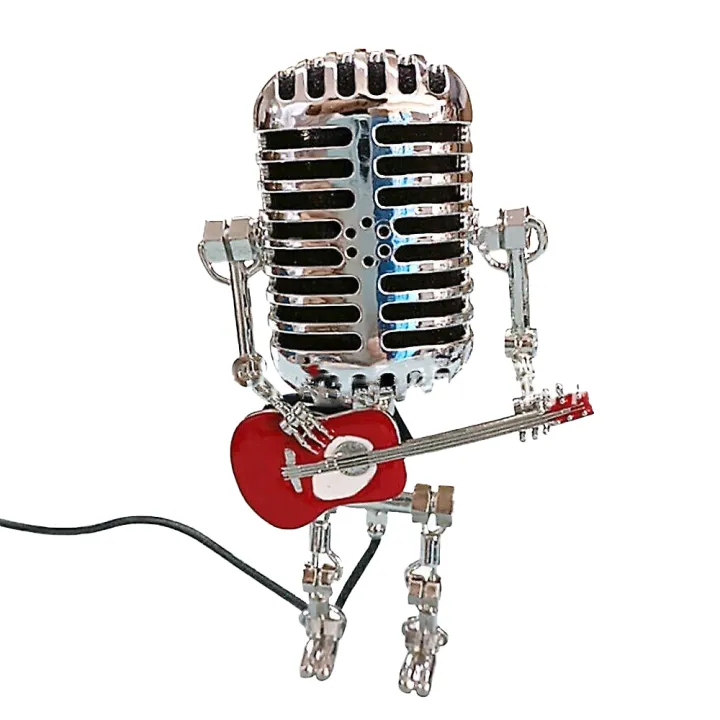 WXGR Vintage Microphone Robot Lamp Play Guitar Desk LED Lamp Light